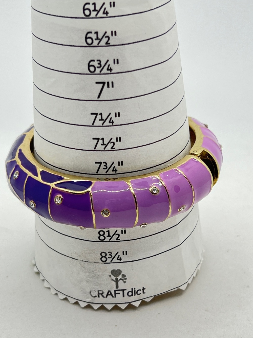 Gold-Tone Purple & Lavender Enamel Hinged Bracelet